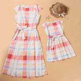 Striped printed parent-child suit sweet mother-child dress