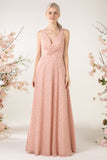 A-Line Sweep Train Printed Chiffon Bridesmaid Dress