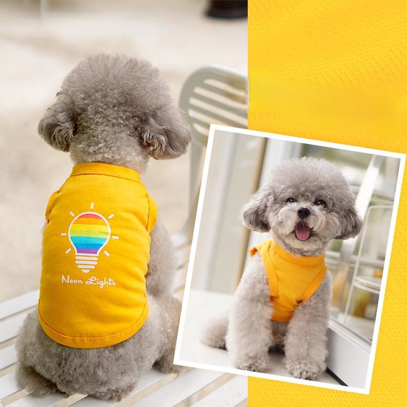 Colorful lamp printed pet vest, Japanese and Korean leisure style pet clothes, small and medium-sized dog clothes