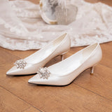 Low heel rhinestone bridal shoes