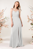 Sheath Sweep-Brush Train Chiffon Bridesmaid Dress