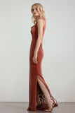 Sheath-Column Floor Length Velvet Bridesmaid Dress