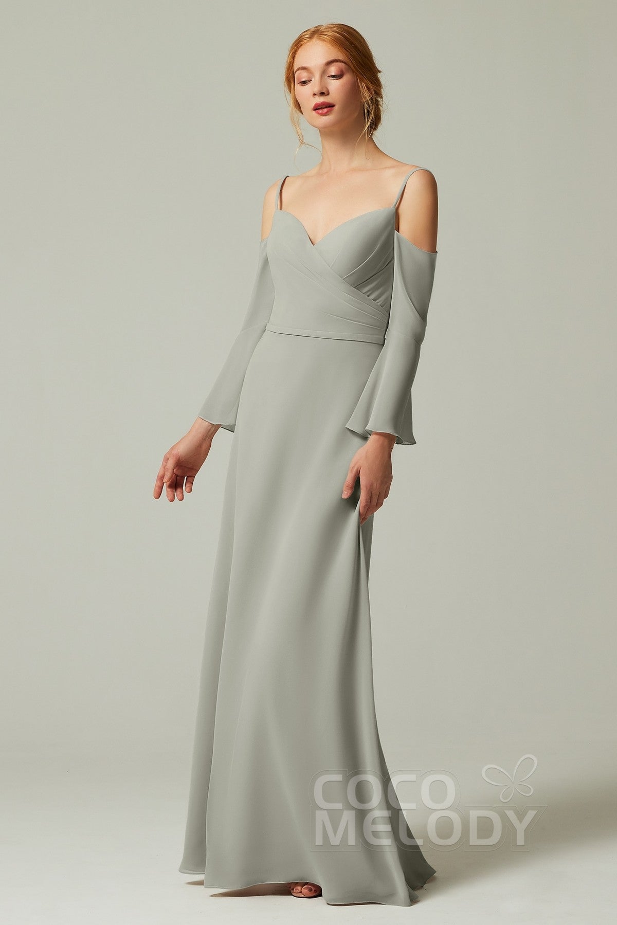 A-Line Floor Length Chiffon Bridesmaid Dress