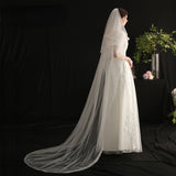Bride simple double-layer long tailing veil