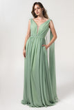 A-Line Floor Length Chiffon Bridesmaid Dress