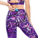 Printed yoga clothes  Pants with pockets bra vest top