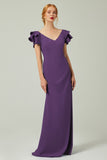 Sheath-Column Floor Length Chiffon Bridesmaid Dress