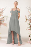 Asymmetrical Sweep Train Chiffon Bridesmaid Dress