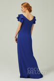 Sheath-Column Floor Length Chiffon Bridesmaid Dress