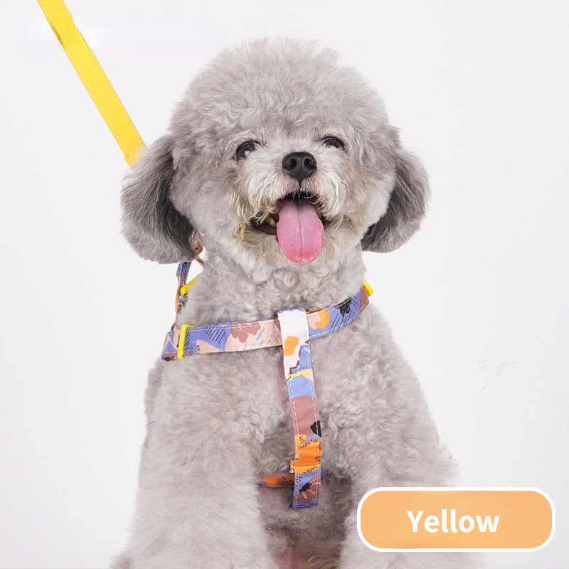 Colorful traction chest back belt dog traction rope small and medium-sized dog pet broken flower chest back traction rope