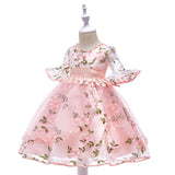 New Flared Sleeve Beaded Princess Dress Children's Runway Dress