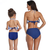 Swimsuit printed one-piece double flounced parent-child swimwear for Mom and Me