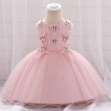 Baby's First Birthday Wedding Dress Princess Dress Butterfly Applique Child Dress