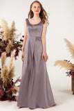 Sheath Sweep Acetate Satin Bridesmaid Dress