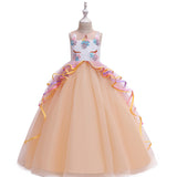 New Cuhk Full Skirt Children's Dress Unicorn Irregular Train Performance Dress