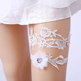 Bridal lace rhinestone flower Garter