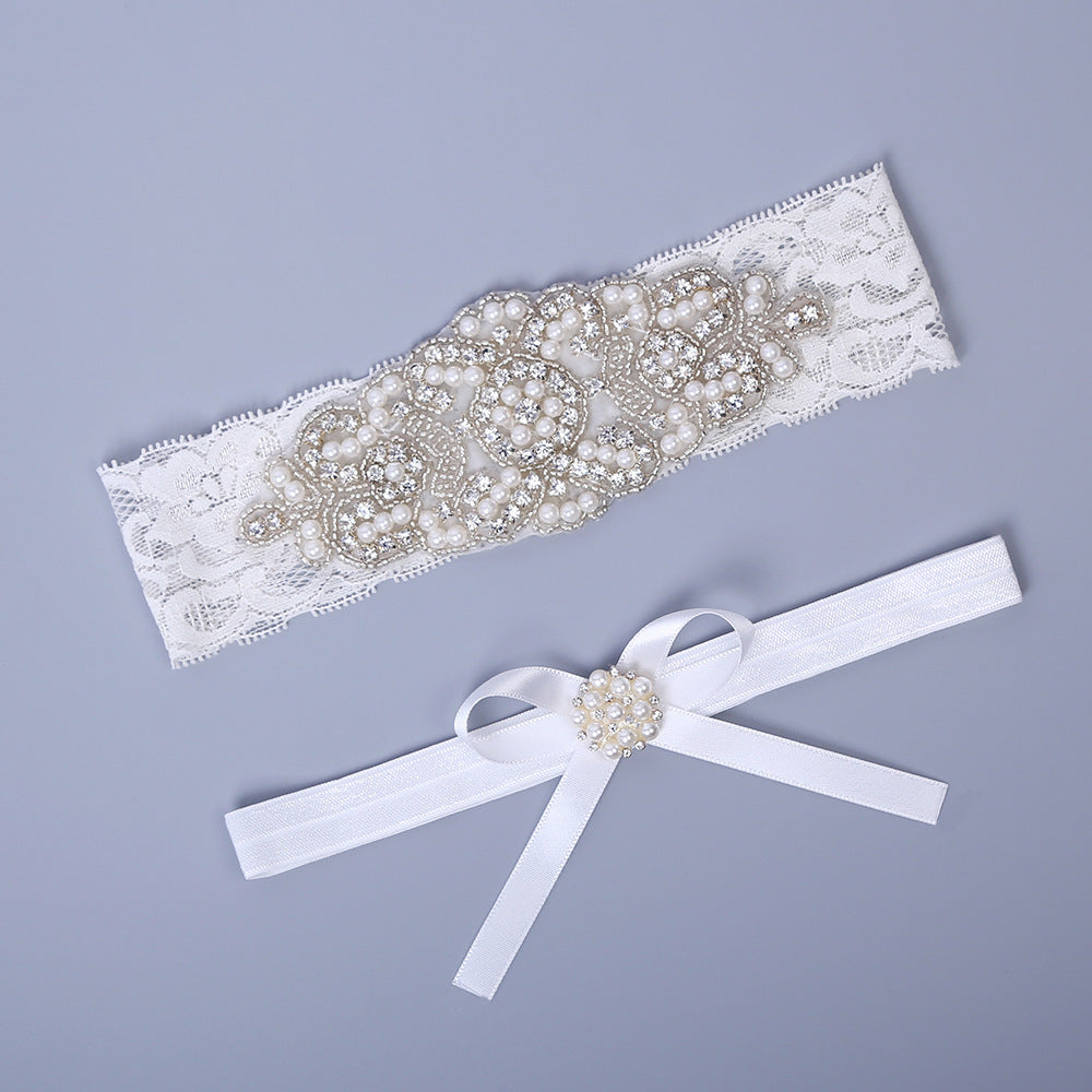 Bow lace rhinestone bridal Garter