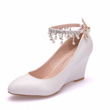 Fashion high heels beaded tassel wedding shoes