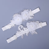Flower Pearl bridal lace garter