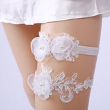 Flower Pearl bridal lace garter