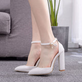 Chunky heel pointed toe casual women's shoes spring women's shoes low-cut slip-on fashion comfortable high heels