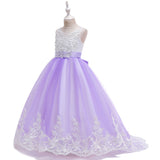 New Girl's Dress Princess Dress Embroidered Wedding Dress Bow Drag Evening Dress