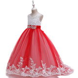 New Girl's Dress Princess Dress Embroidered Wedding Dress Bow Drag Evening Dress