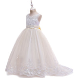 New Girl's Dress Princess Dress Embroidered Wedding Dress Bow Drag Evening Dress