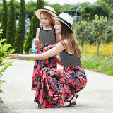New spring and summer stripe stitched parent-child mother daughter dress dress dress