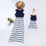 Wave stripe stitching parent-child mother daughter dress multicolor