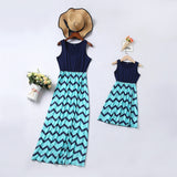 Wave stripe stitching parent-child mother daughter dress multicolor