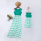 Wave stripe stitching parent-child mother daughter dress multicolor