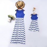 Wave stripe stitching parent-child mother daughter dress multicolor