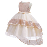 Children's Girls' Sequin Bow Tail Dress Performance Dress