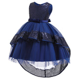 Children's Girls' Sequin Bow Tail Dress Performance Dress
