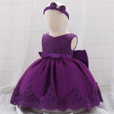 New Baby Princess Children's Dress Female Bow Patchwork Dress Lace Dress