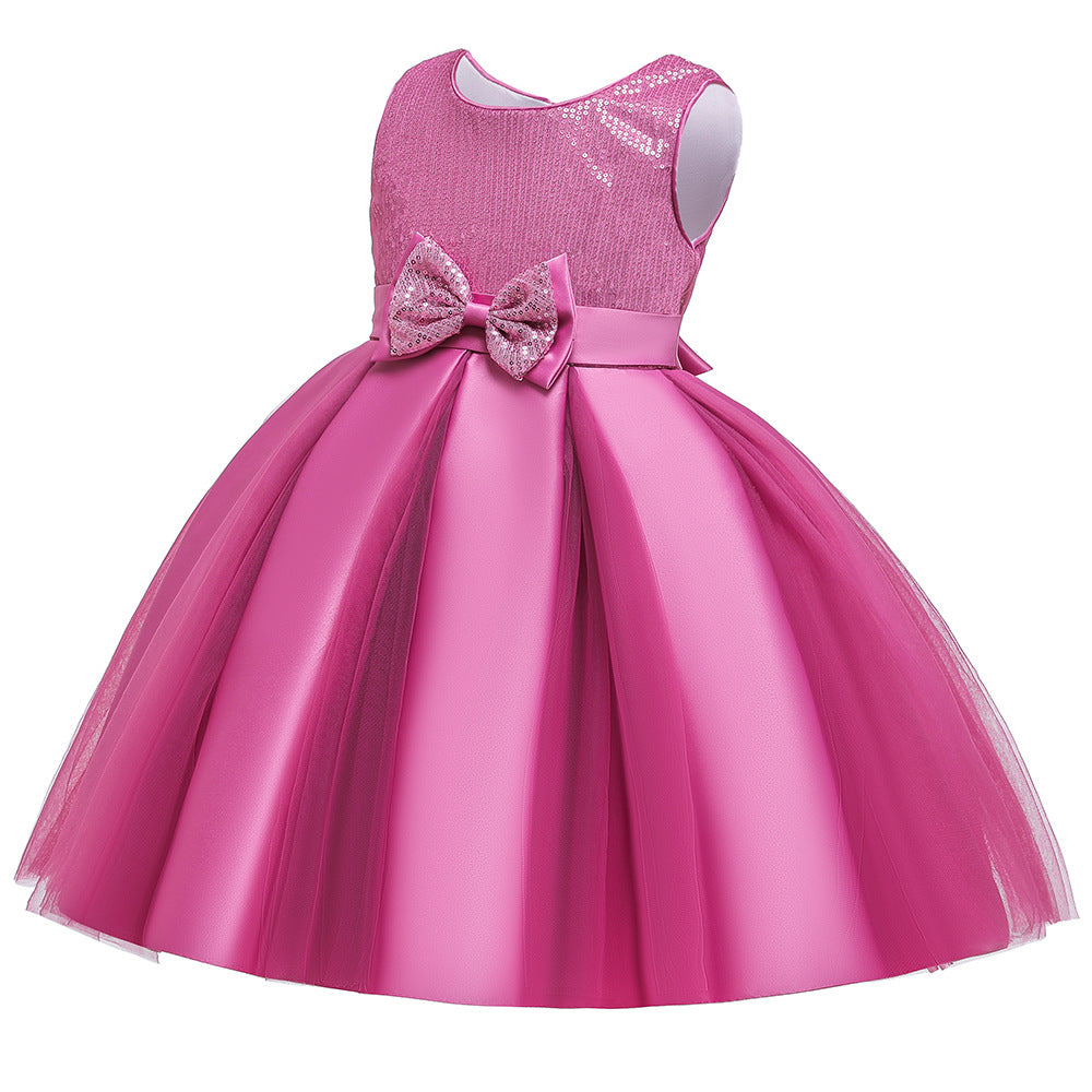Children's Dress Princess Dress Glitter Flower Child Bow Wedding Dress