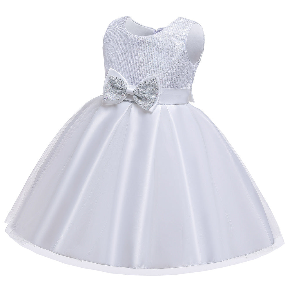 Children's Dress Princess Dress Glitter Flower Child Bow Wedding Dress