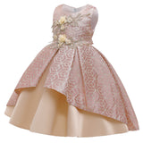 Children Girls Decal Irregular Skirt Piano Performance Dress Princess Wedding Dress