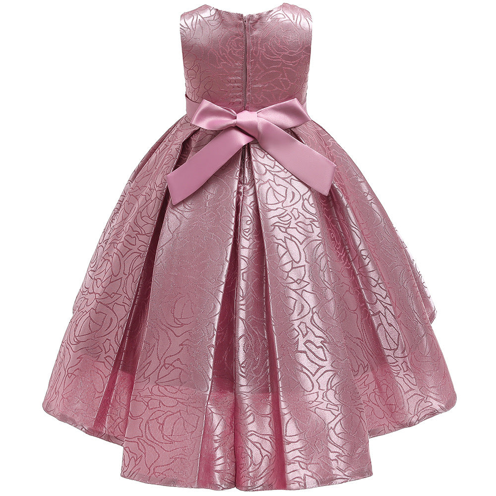 New Children's Dress Princess Dress Nail Bead Bow Pompous Skirt Girls Runway Dress