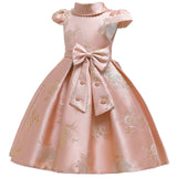 Children's Girls' Beaded Bow Princess Dress Fashion Show Dress