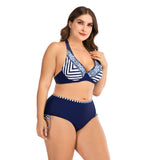 Striped printed plus size women's swimsuit
