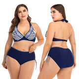 Striped printed plus size women's swimsuit