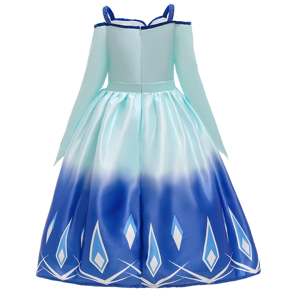 The New Frozen Princess Elsa Suit Girls Dress Elsa Child Dress