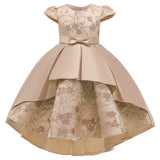 New Embroidered Princess Dress Kids Dress Short Sleeved Tail Dress
