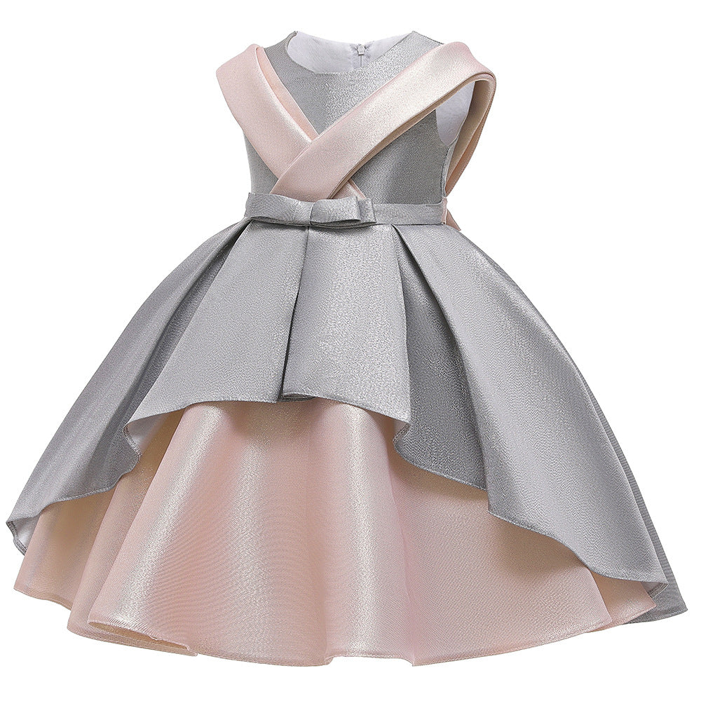 Children's Girls' Forged Cloth Bow Piano Performance Dress Princess Dress