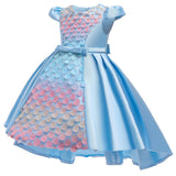 New Children's Dress Flying Sleeves Tuxedo Pompous Skirt Bow Forged Fabric Girl's Dress Princess Dress