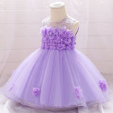 Children's Girls Flower Lace Gauze Fluffy Wedding Dress