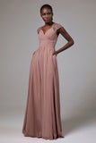 A-Line Floor Length Chiffon Bridesmaid Dress