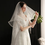 Bride simple double-layer long tailing veil